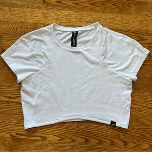 Alphalete White Angled Cropped T Shirt